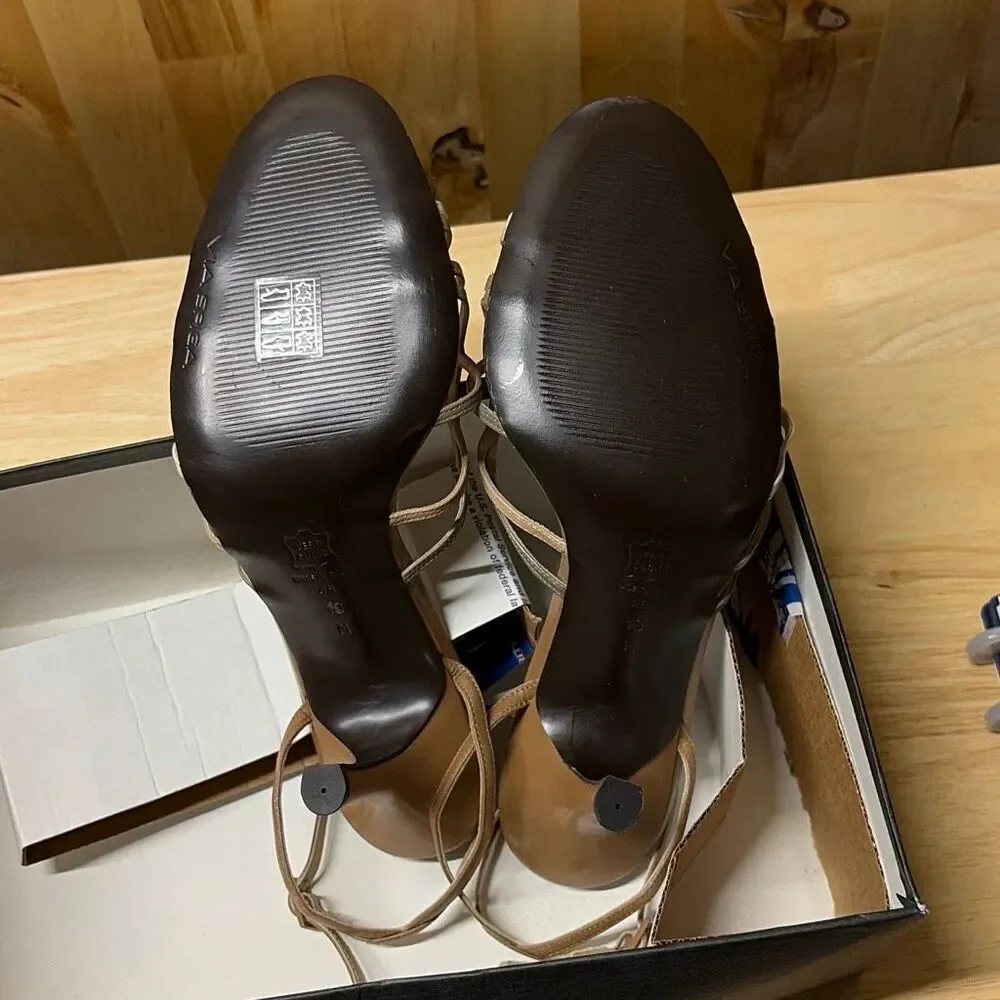 VIA SPIGA Tan Leather Strappy Sandals Womens Size 10 NEW **SEE PICTURES**